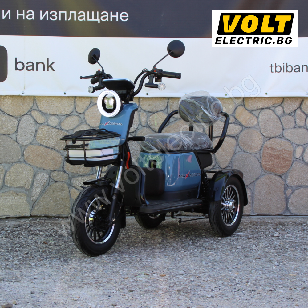 grand pudding elektri4eska trikolka 2000W 60V, гранд пуддинг електрическа триколка 2000 вата 60 волта Електрическа триколка Max Motors Grand Pudding 2000W, 60V, 25Ah, Blue - Изображение 1